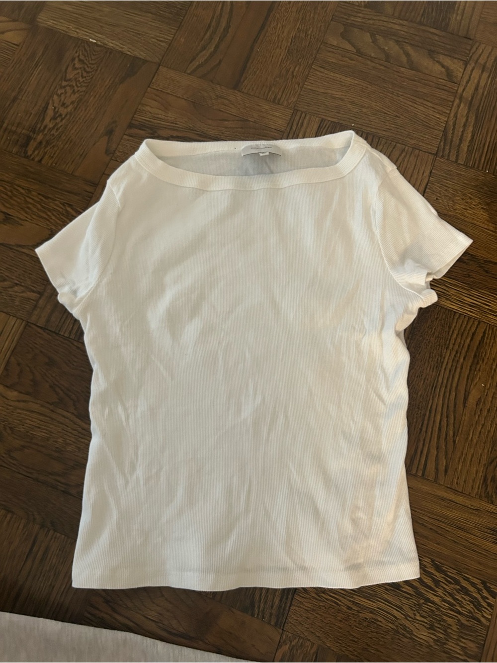 Reformation White Short Sleeve Ribbed Tee